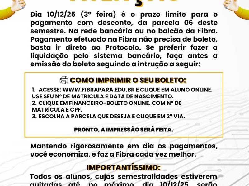 Aviso sobre desconto - Dezembro 2025